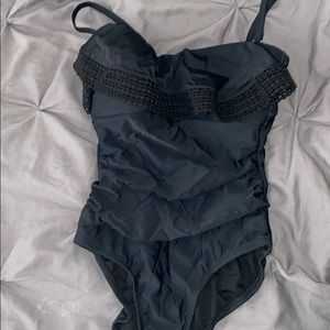 Black Ruffled One Piece